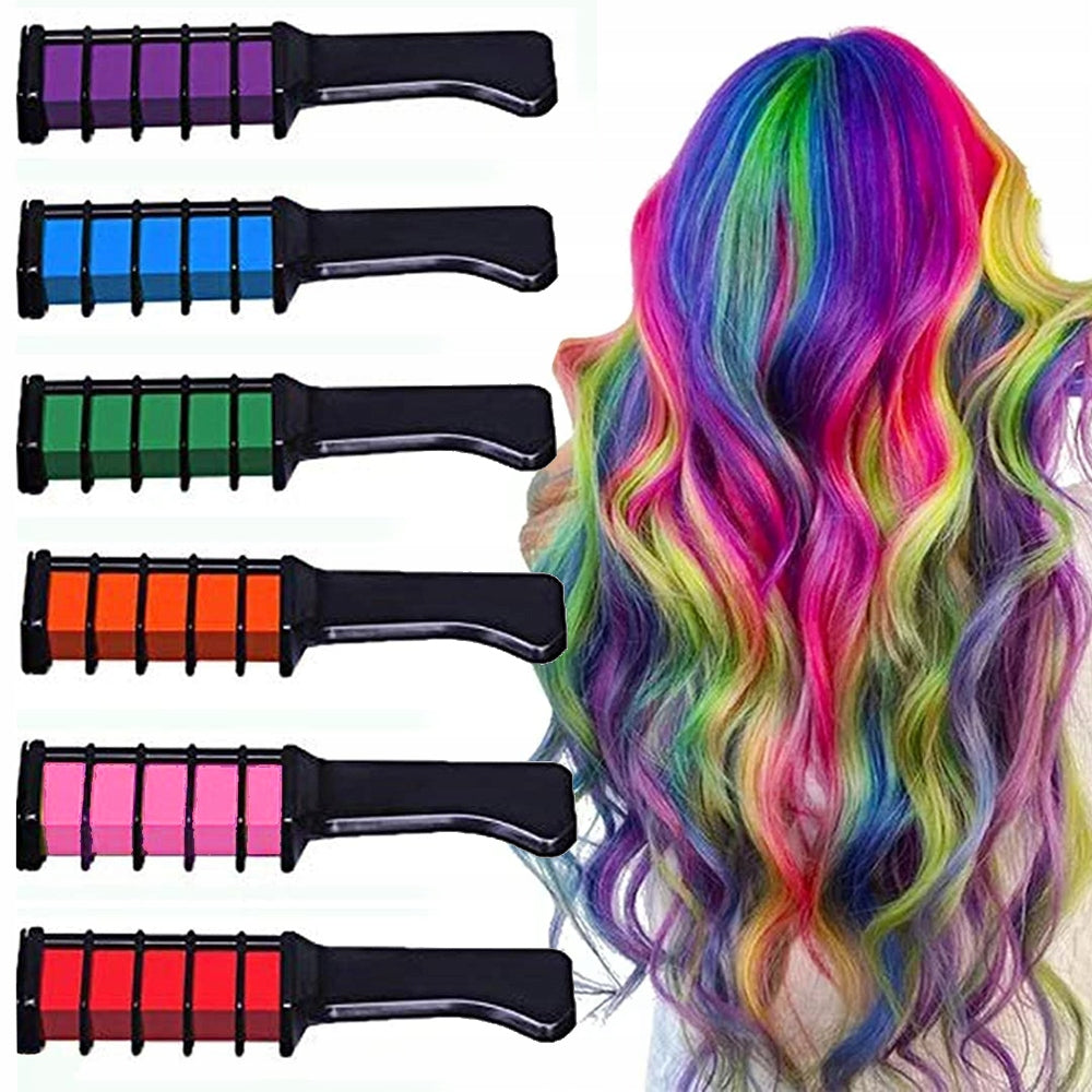 Set 6 crete colorate pentru vopsirea temporara a parului, Zola, tip pieptan, din plastic, multicolore Set 6 crete colorate pentru vopsirea temporara a parului, Zola, tip pieptan, din plastic, multicolore